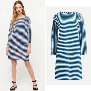 BOGO! J. Crew Knit Front-Pocket Shift Dress in Blue Stripe Size Medium